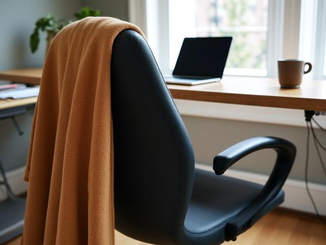 Throw blanket draped over office chair